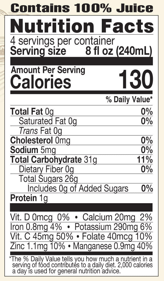lakewood-organic-pineapple-ginger-juice-nutrition-facts